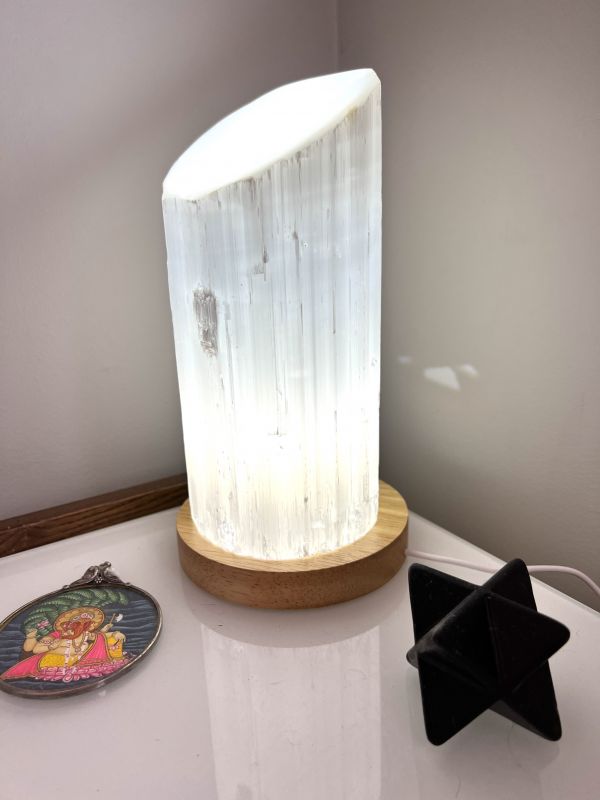 Selenite LAMP , Slanted Top,  25 cm