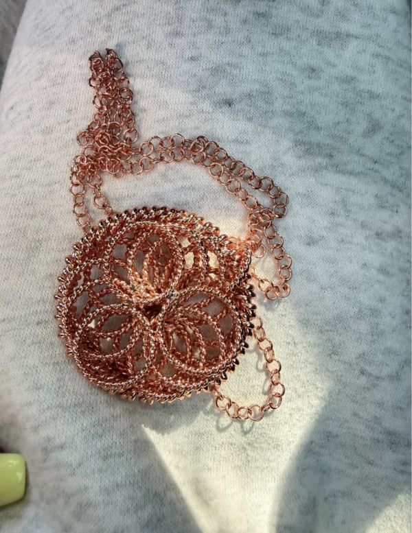 Handmade Pure Copper Tensor Weave Necklace -Flower of Life Pendant