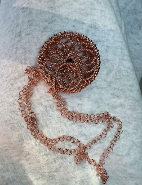 Handmade Pure Copper Tensor Weave Necklace -Flower of Life Pendant
