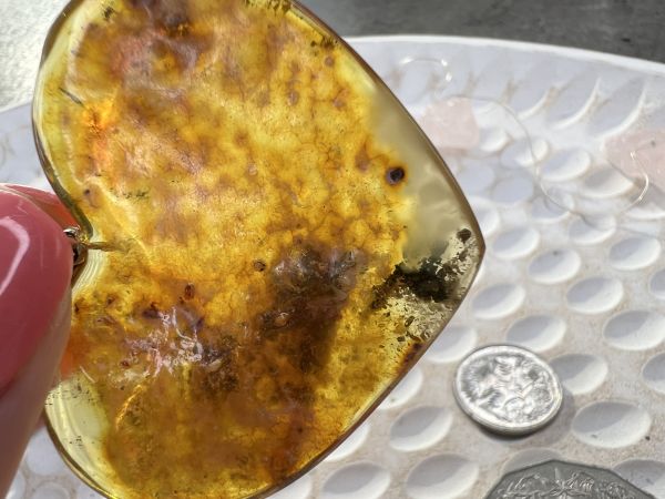 Amber pendant medium heart  